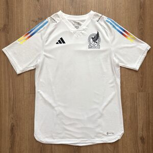 adidas White Mexico Football Jersey with Rainbow Shoulder Stripes